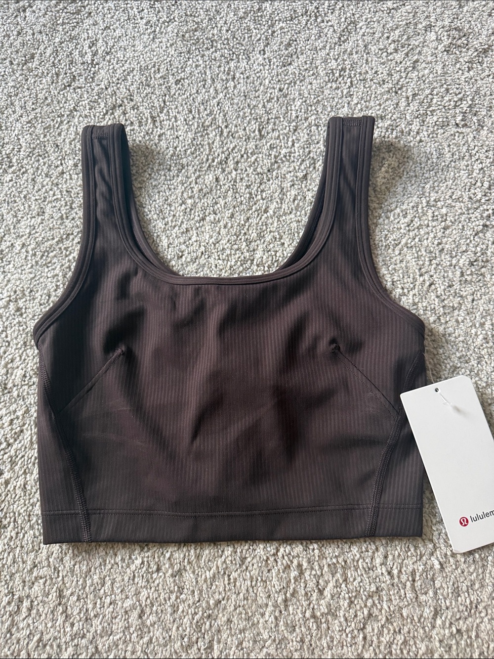 lululemon athletica Brown Ribbed Scoop Neck Crop Sports Bra